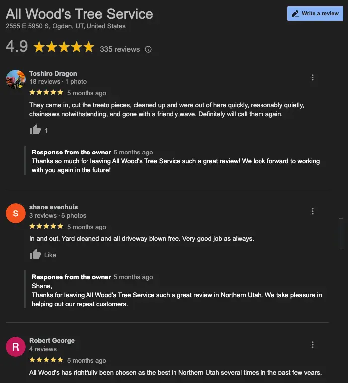Screenshot of Reviews